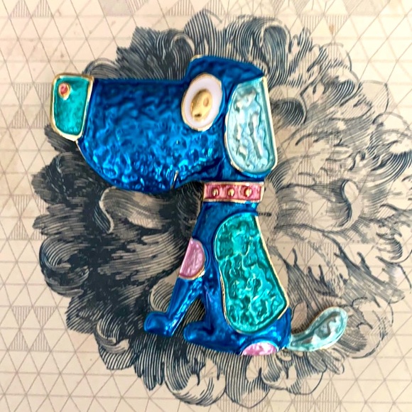 Jewelry - A Blue dog brooch / pin